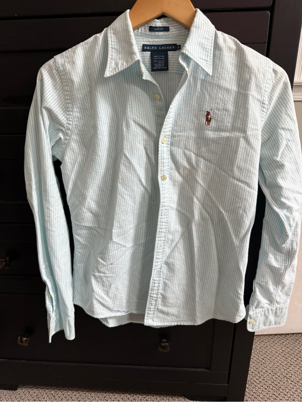 Ralph Lauren Women’s blue Thin-Striped Button-Down Shirt